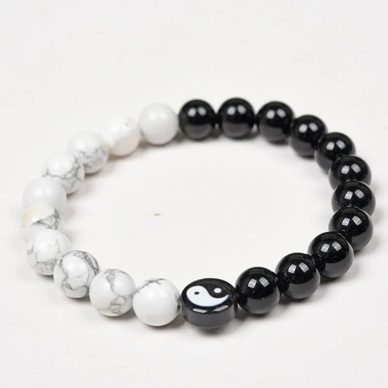 Braccialetto di forza Tai Chi Yinyang in ossidiana naturale turchese bianco Buddha Stones - Image 6
