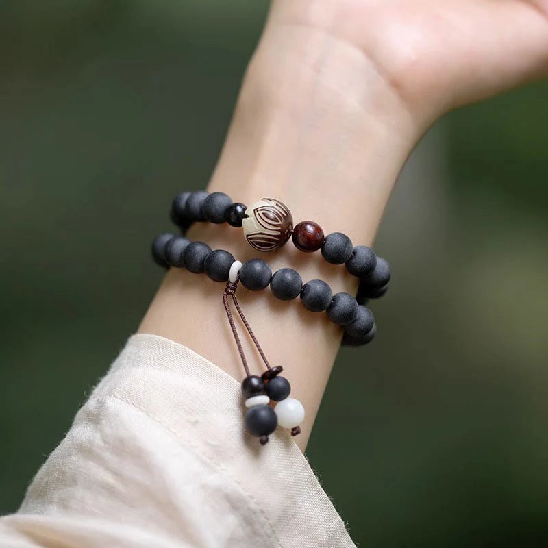 Braccialetto di guarigione Bodhi Lotus con doppio strato di cipresso tibetano Buddha Stones - Image 8