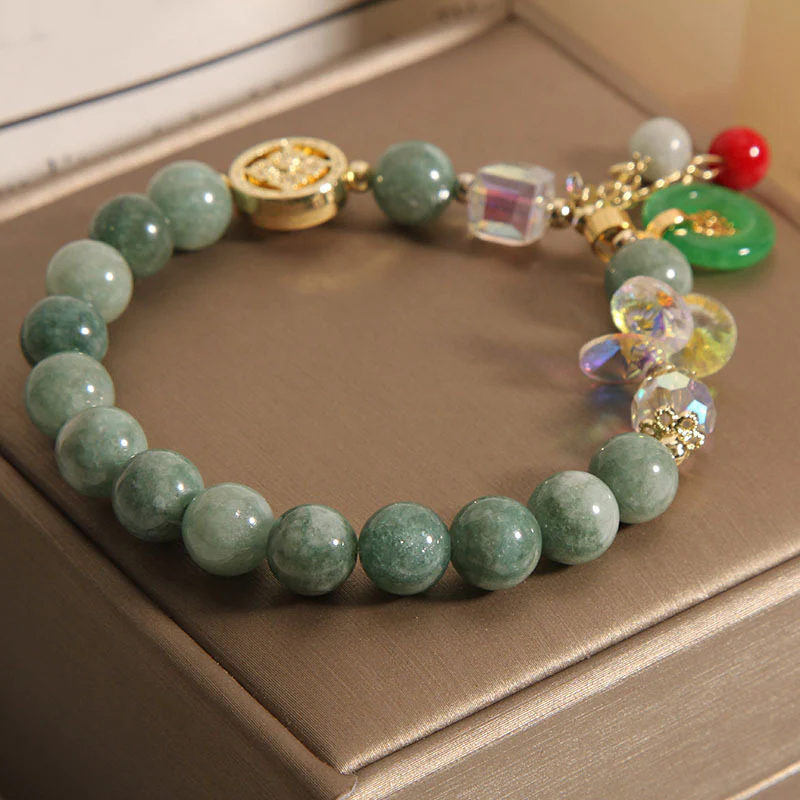 Braccialetto di guarigione con ciondolo a forma di carattere Fu in quarzo fragola e giada Buddha Stones - Image 13