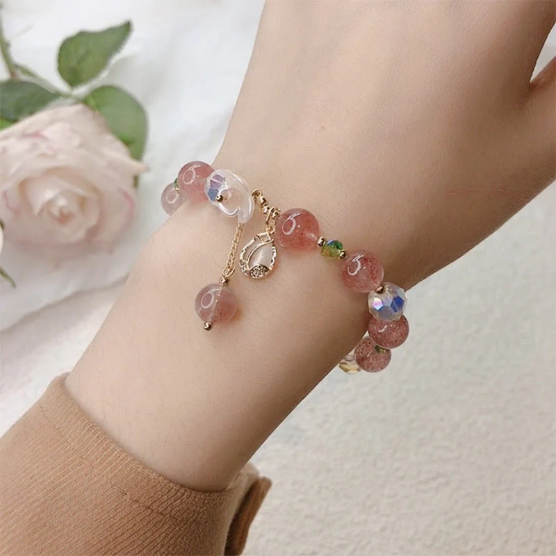 Braccialetto di guarigione con fiori di fluorite, quarzo fragola, quarzo rutilato Buddha Stones - Image 12