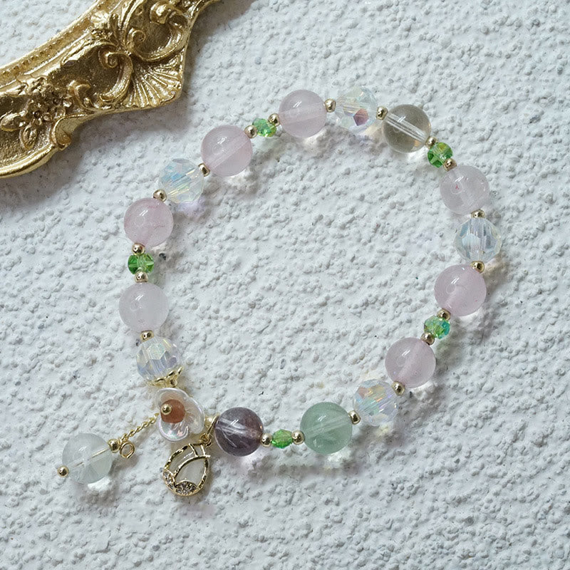 Braccialetto di guarigione con fiori di fluorite, quarzo fragola, quarzo rutilato Buddha Stones - Image 25