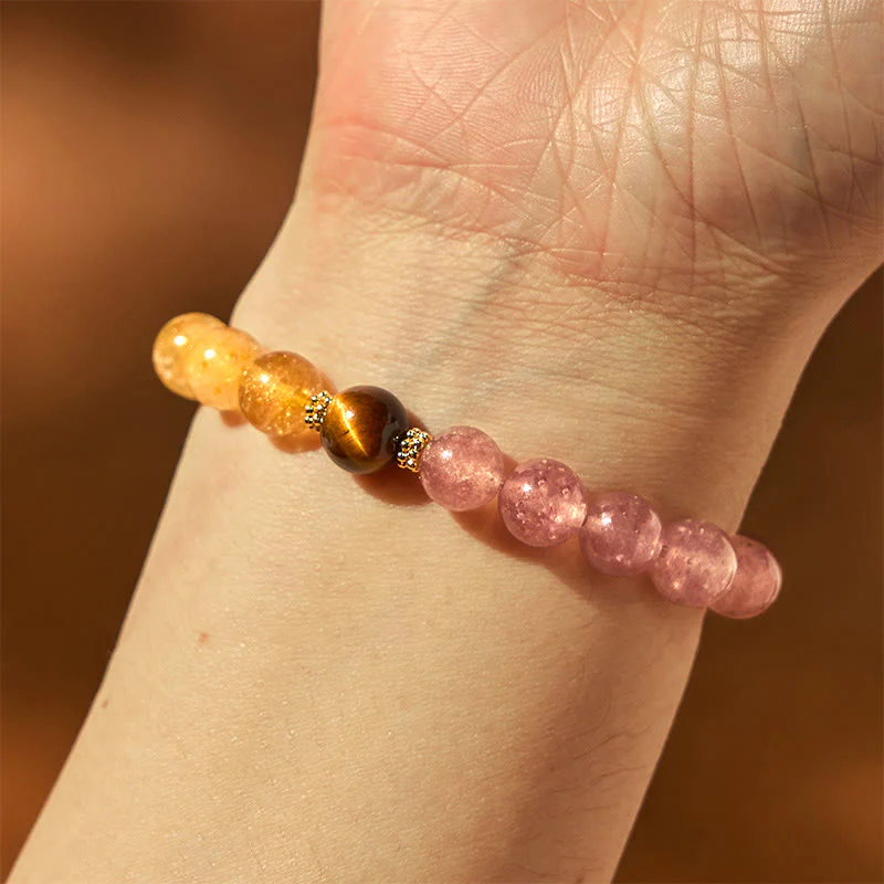 Braccialetto di guarigione con perle di quarzo rutilato Pixiu, Buddha Stones e quarzo fragola - Image 6