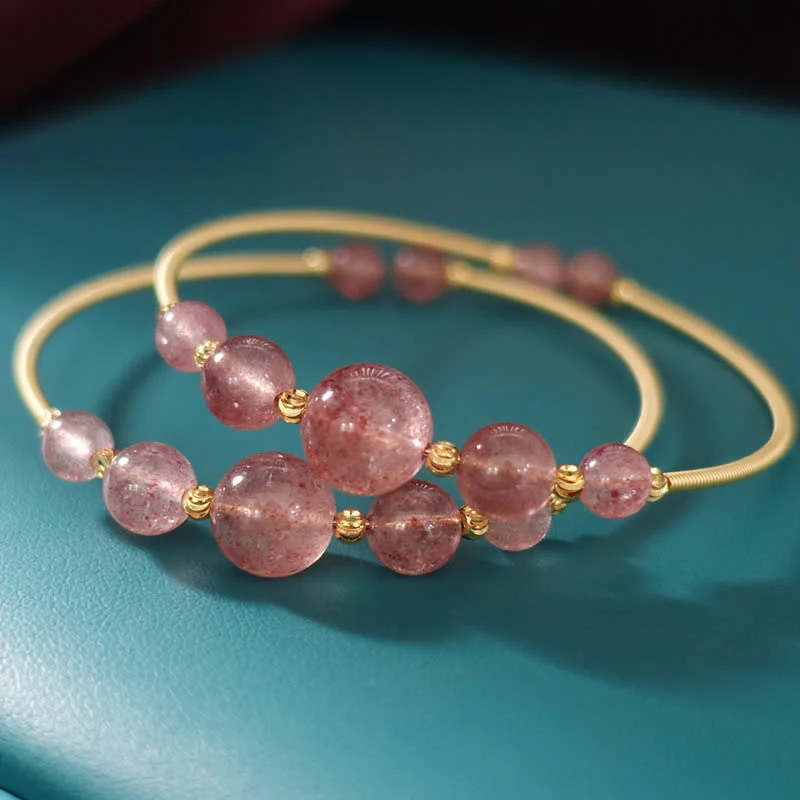 Braccialetto di guarigione dell'amore in quarzo fragola naturale Buddha Stones