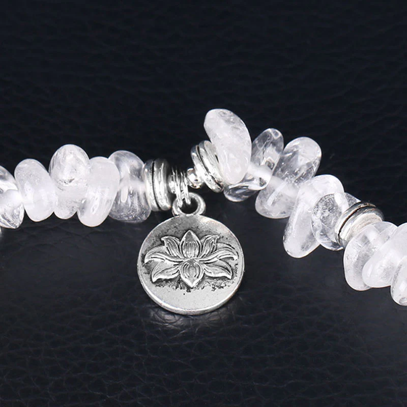 Braccialetto di guarigione di loto in cristallo bianco naturale Buddha Stones - Image 4