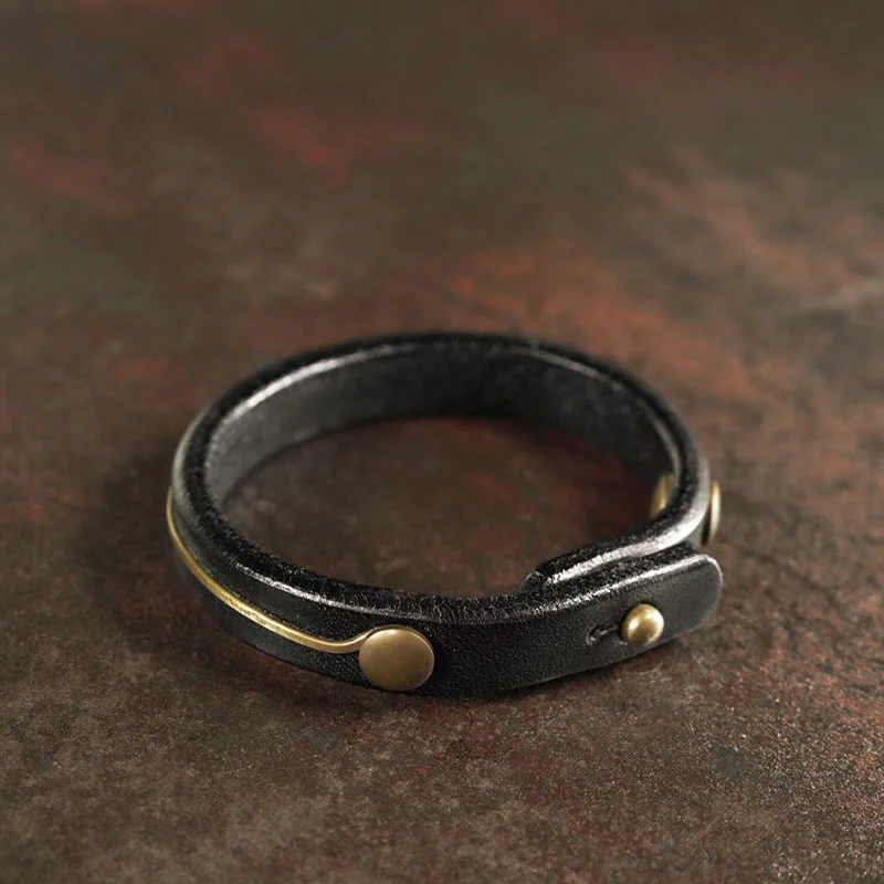 Braccialetto di guarigione in filo di ottone e rame in pelle vintage Buddha Stones - Image 13