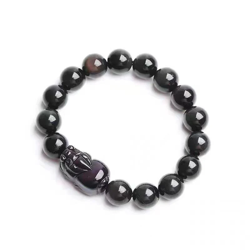 Braccialetto di guarigione in ossidiana arcobaleno PiXiu FengShui Buddha Stones - Image 3