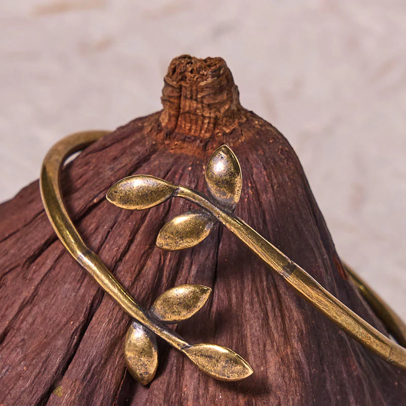 Braccialetto di guarigione in ottone e rame con Buddha Stones trifoglio fortunato - Image 4