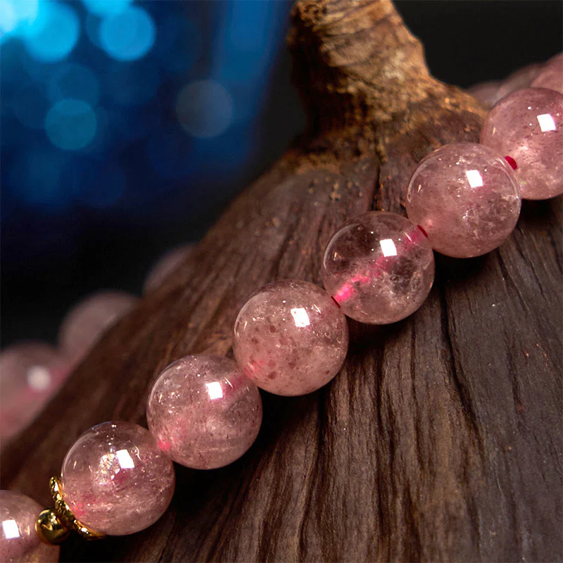 Braccialetto di guarigione positivo con carattere Fu, quarzo fragola naturale Buddha Stones - Image 4