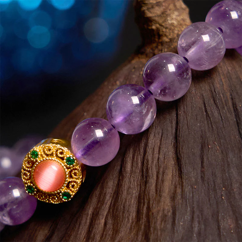 Braccialetto di meditazione Buddha Stones Ametista Peach Blossom Fortune - Image 4