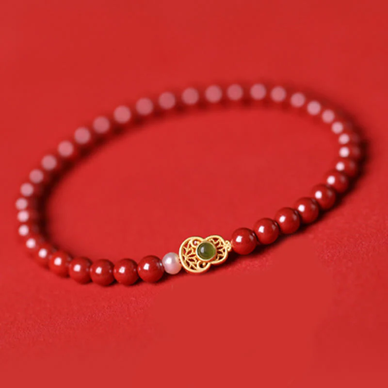 Braccialetto di perle di cinabro e zucca con Buddha Stones e perle di benedizione - Image 15