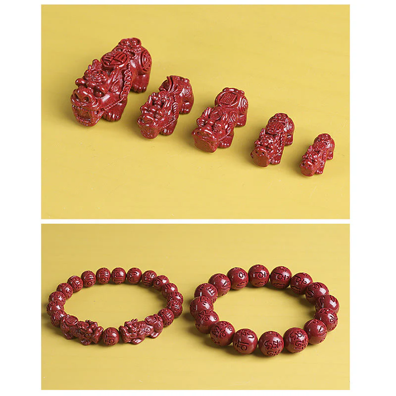 Braccialetto di perline Buddha Stones Natural Double PiXiu Cinnabar Om Mani Padme Hum Wealth Luck - Image 11