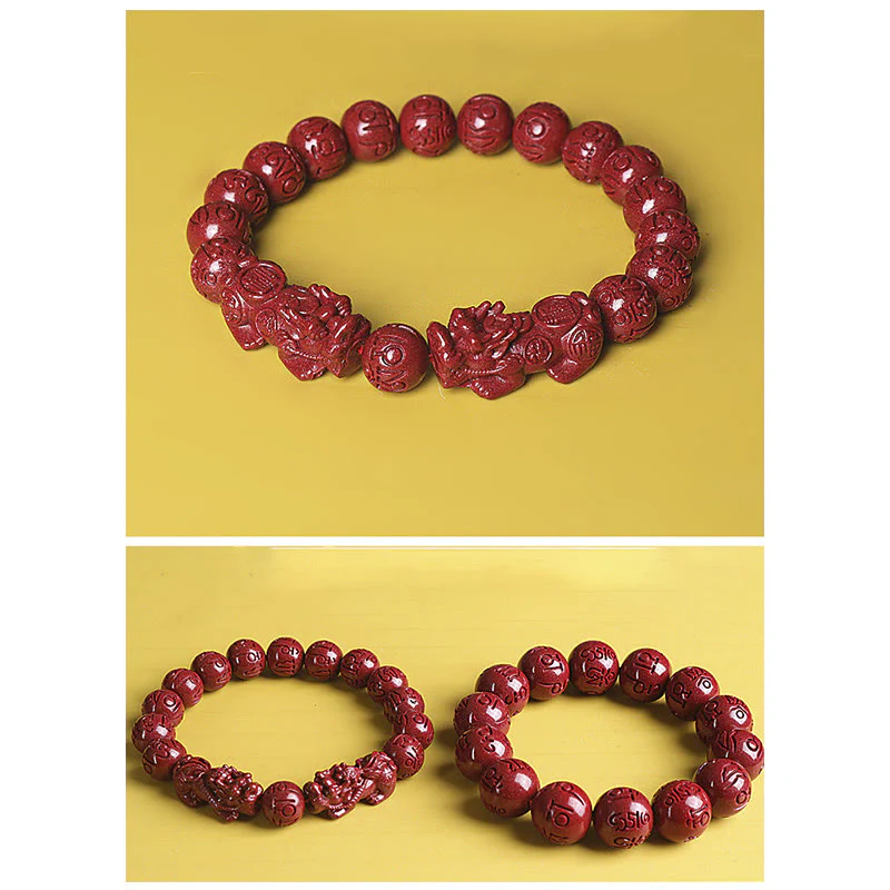 Braccialetto di perline Buddha Stones Natural Double PiXiu Cinnabar Om Mani Padme Hum Wealth Luck - Image 12
