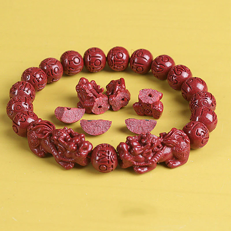 Braccialetto di perline Buddha Stones Natural Double PiXiu Cinnabar Om Mani Padme Hum Wealth Luck - Image 6