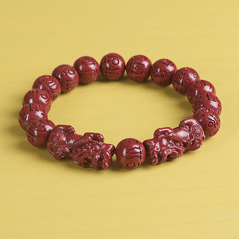 Braccialetto di perline Buddha Stones Natural Double PiXiu Cinnabar Om Mani Padme Hum Wealth Luck - Image 8