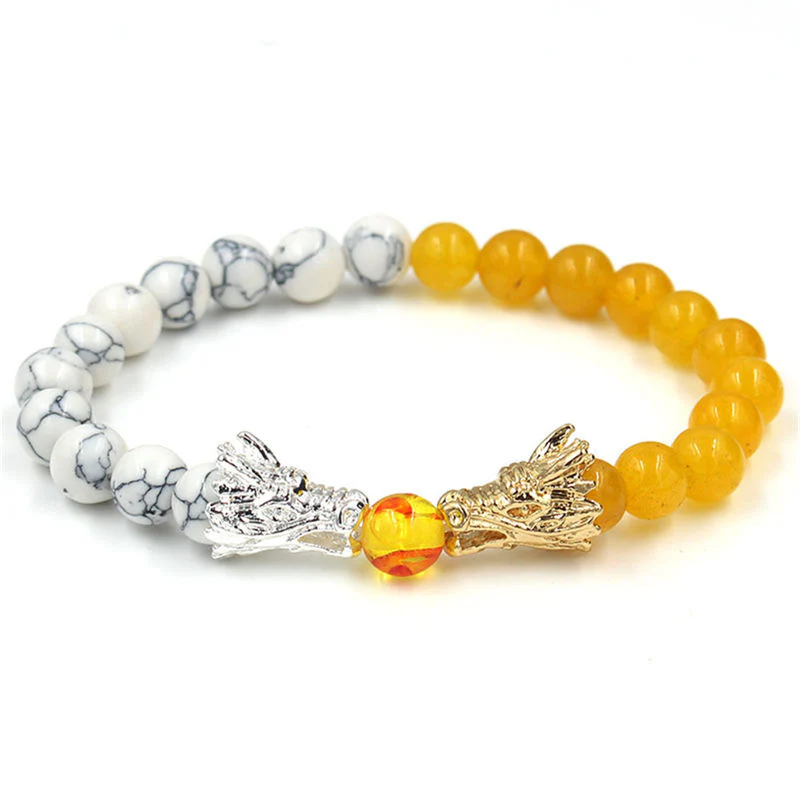 Braccialetto di perline con benedizione del drago, pietra lavica turchese bianco Buddha Stones - Image 10
