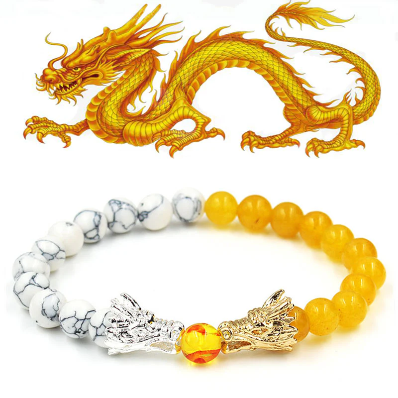 Braccialetto di perline con benedizione del drago, pietra lavica turchese bianco Buddha Stones - Image 9