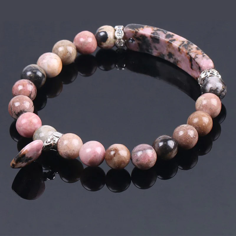 Braccialetto di perline curative con cuore d'amore e rodonite Buddha Stones - Image 4