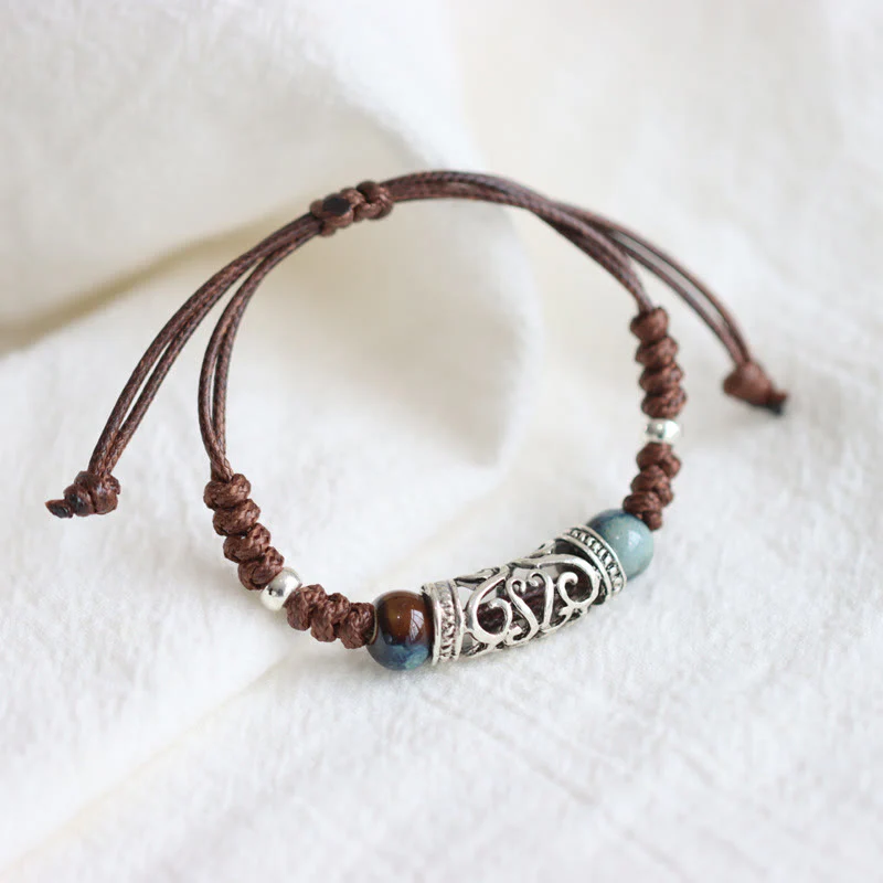 Braccialetto di perline di ceramica tibetana Wealth String