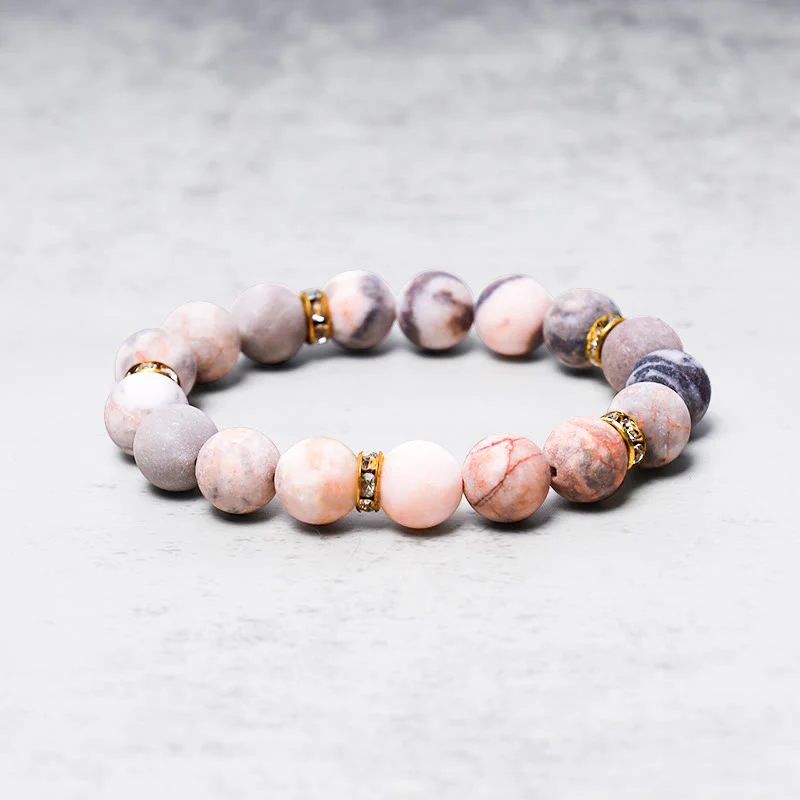Braccialetto di perline di diaspro zebrato con cristalli curativi per ansia e stress Buddha Stones - Image 2