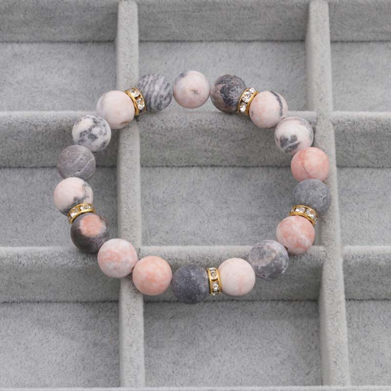 Braccialetto di perline di diaspro zebrato con cristalli curativi per ansia e stress Buddha Stones - Image 5