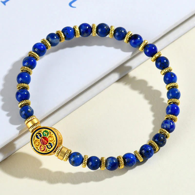 Bracciale equilibrio Buddha Stones, lazurite naturale, lapislazzuli Om Mani Padme Hum - Image 2
