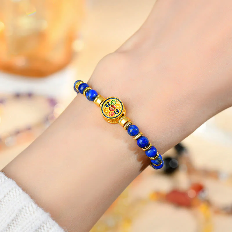 Bracciale equilibrio Buddha Stones, lazurite naturale, lapislazzuli Om Mani Padme Hum - Image 4
