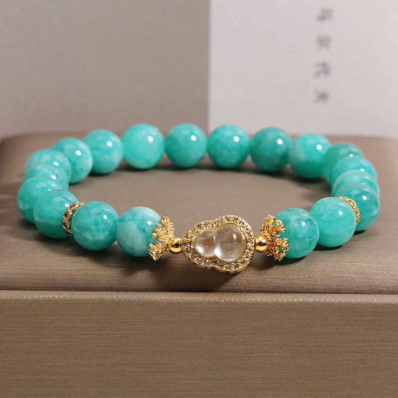 Braccialetto di perline di fiducia in pietra di amazzonite con design a zucca Buddha Stones