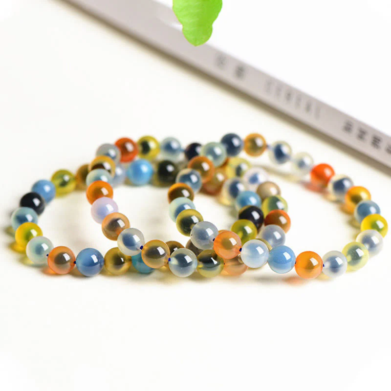 Braccialetto di perline di forza armonia agata caramella colorata naturale Buddha Stones - Image 14