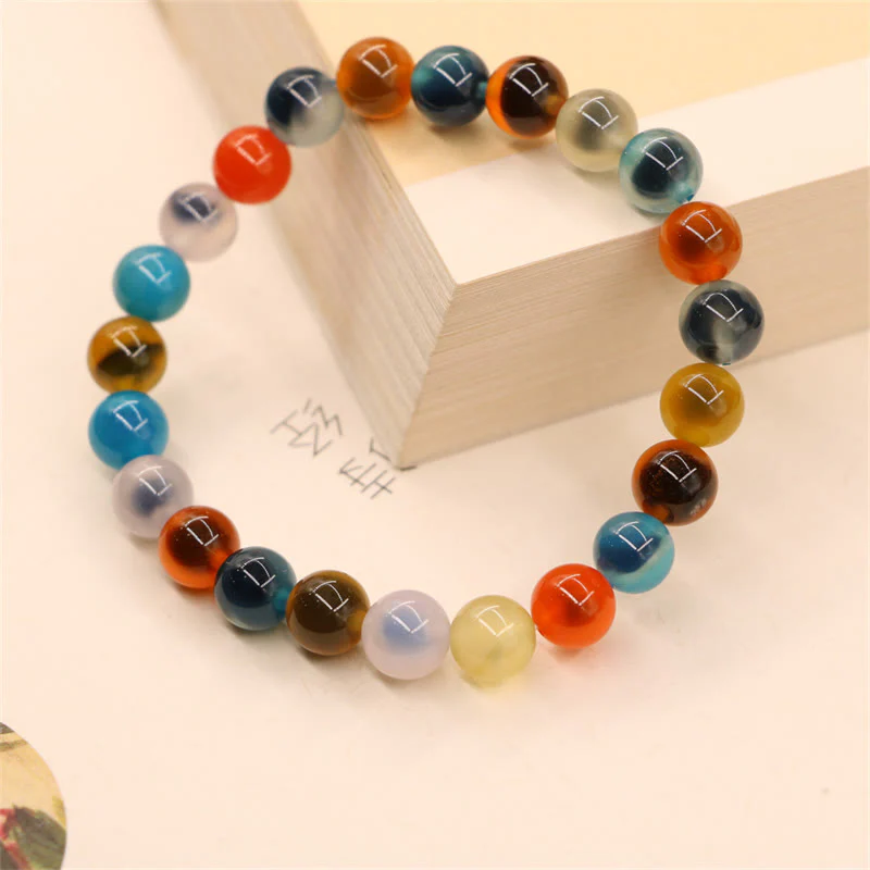 Braccialetto di perline di forza curativa in agata di caramelle colorate - Image 12