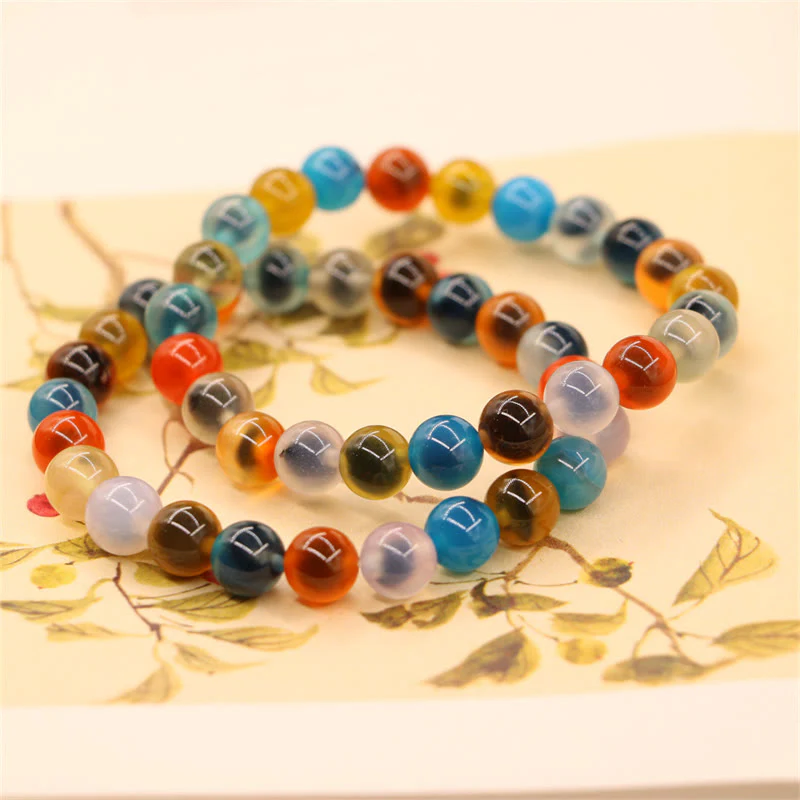 Braccialetto di perline di forza curativa in agata di caramelle colorate - Image 17