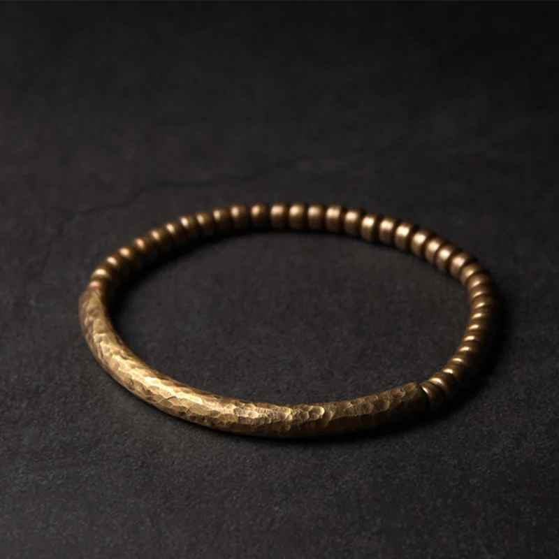 Braccialetto di perline di ottone e rame con design semplice Buddha Stones, fortuna e ricchezza - Image 12