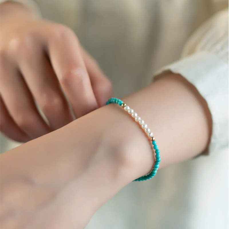 Braccialetto di perline di perle turchesi naturali in argento sterling 925 Buddha Stones - Image 5
