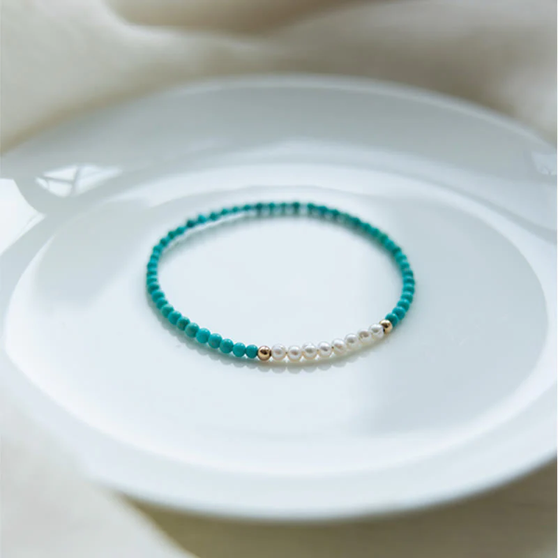 Braccialetto di perline di perle turchesi naturali in argento sterling 925 Buddha Stones - Image 7