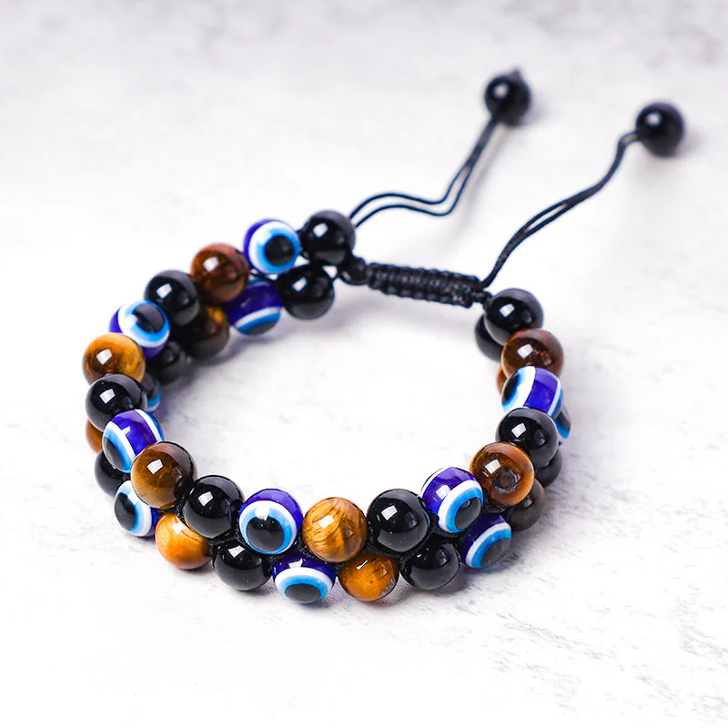 Braccialetto di perline di protezione dell'occhio di tigre con ematite e Buddha Stones - Image 10
