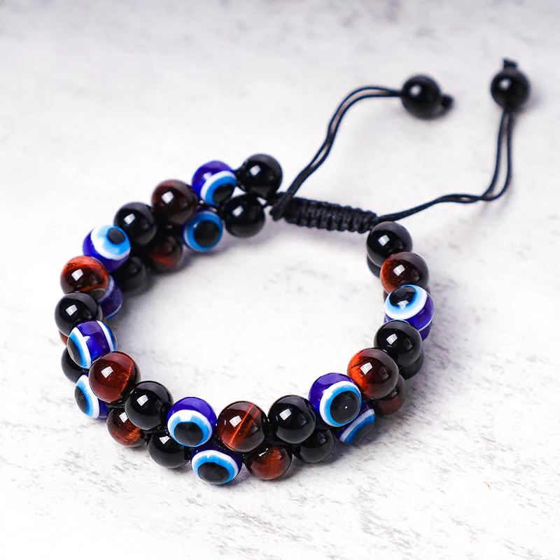 Braccialetto di perline di protezione dell'occhio di tigre con ematite e Buddha Stones - Image 14