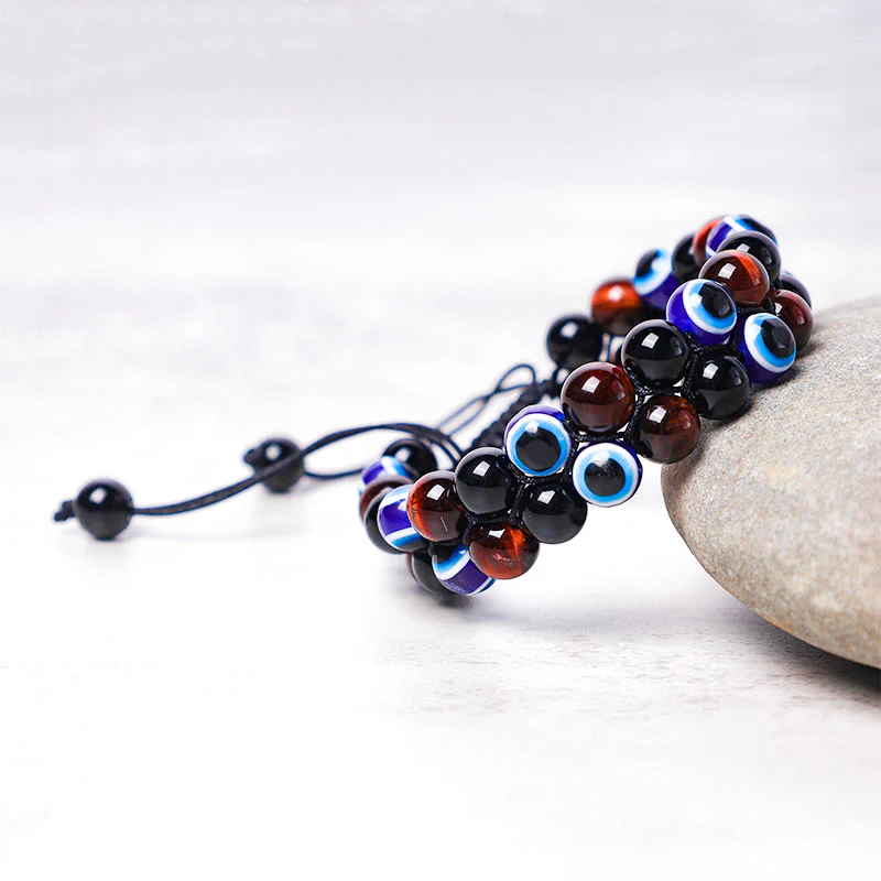 Braccialetto di perline di protezione dell'occhio di tigre con ematite e Buddha Stones - Image 15