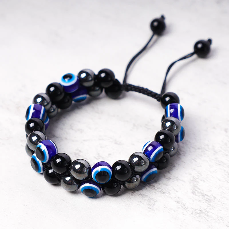 Braccialetto di perline di protezione dell'occhio di tigre con ematite e Buddha Stones - Image 18