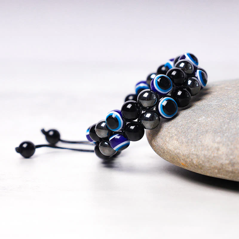 Braccialetto di perline di protezione dell'occhio di tigre con ematite e Buddha Stones - Image 19
