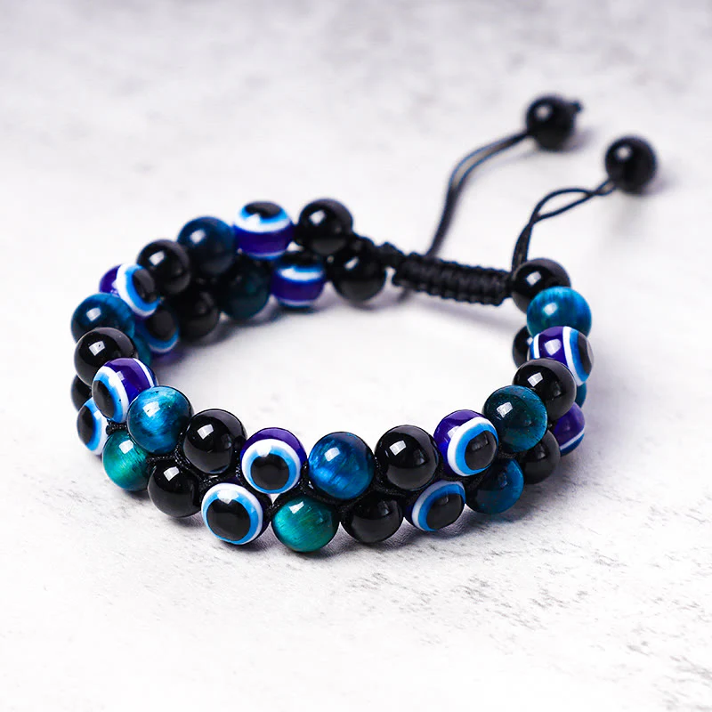 Braccialetto di perline di protezione dell'occhio di tigre con ematite e Buddha Stones - Image 5