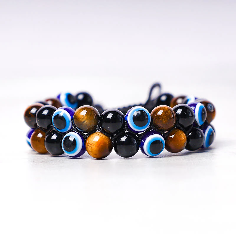 Braccialetto di perline di protezione dell'occhio di tigre con ematite e Buddha Stones - Image 9