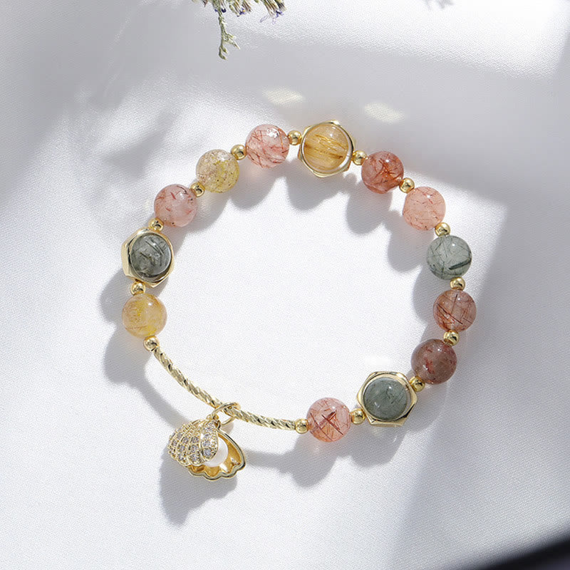 Braccialetto di perline di protezione in quarzo rutilato naturale colorato Buddha Stones - Image 3