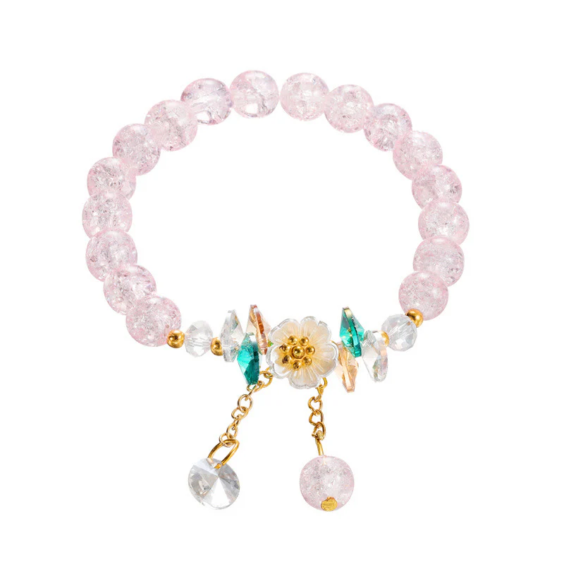 Braccialetto di perline di vetro con ciondolo a forma di fiore con design semplice Buddha Stones - Image 11