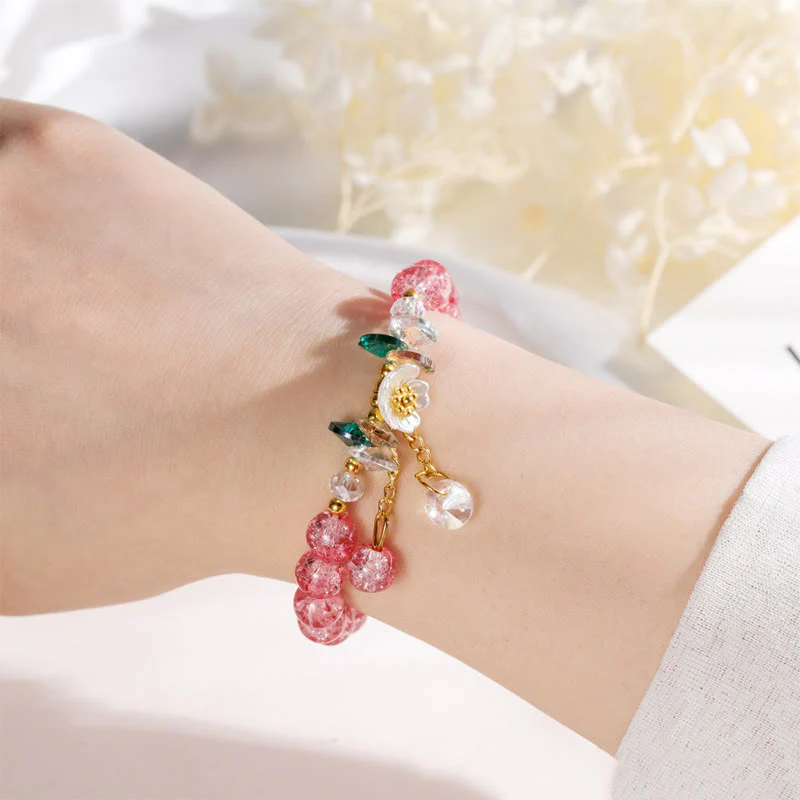 Braccialetto di perline di vetro con ciondolo a forma di fiore con design semplice Buddha Stones - Image 15