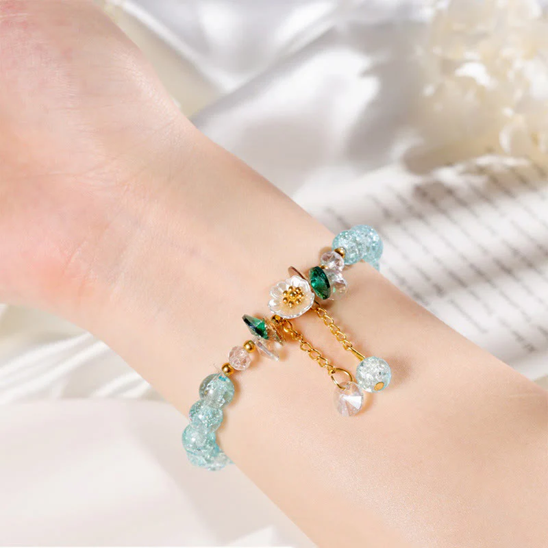 Braccialetto di perline di vetro con ciondolo a forma di fiore con design semplice Buddha Stones - Image 17