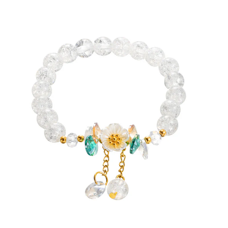 Braccialetto di perline di vetro con ciondolo a forma di fiore con design semplice Buddha Stones - Image 18