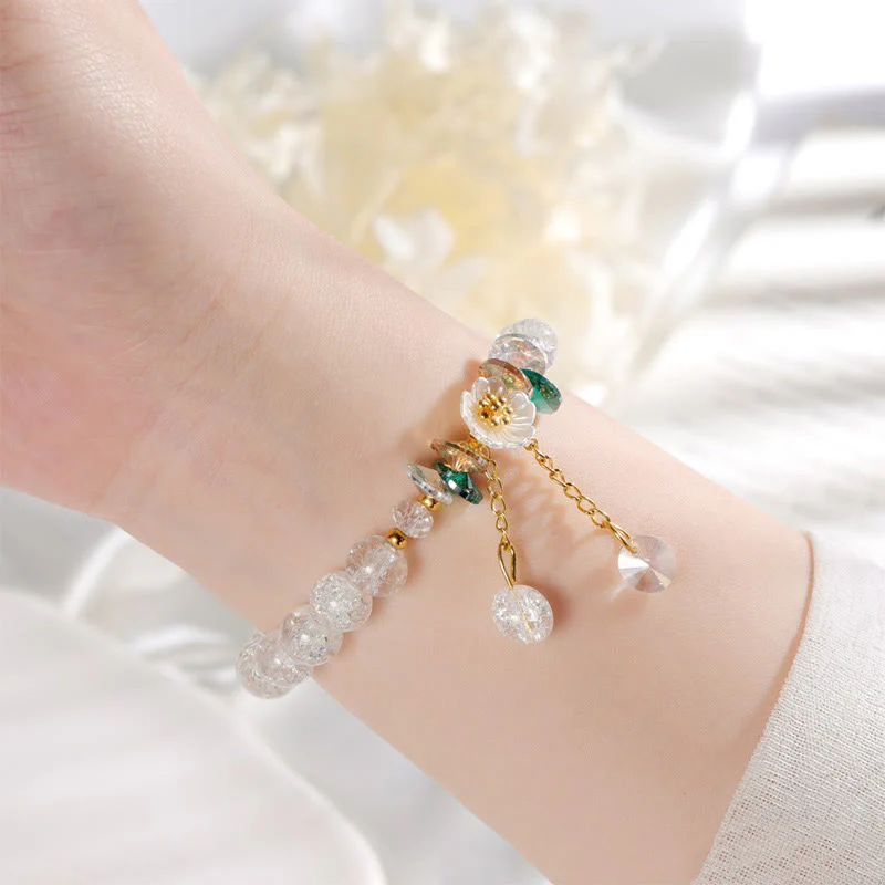 Braccialetto di perline di vetro con ciondolo a forma di fiore con design semplice Buddha Stones - Image 19