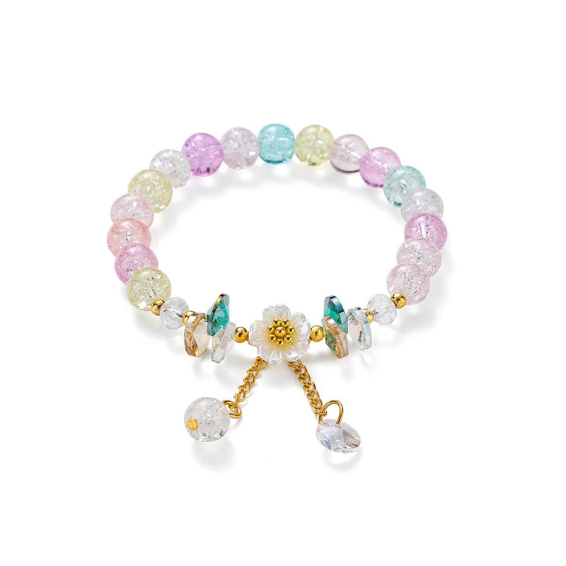 Braccialetto di perline di vetro con ciondolo a forma di fiore con design semplice Buddha Stones - Image 22