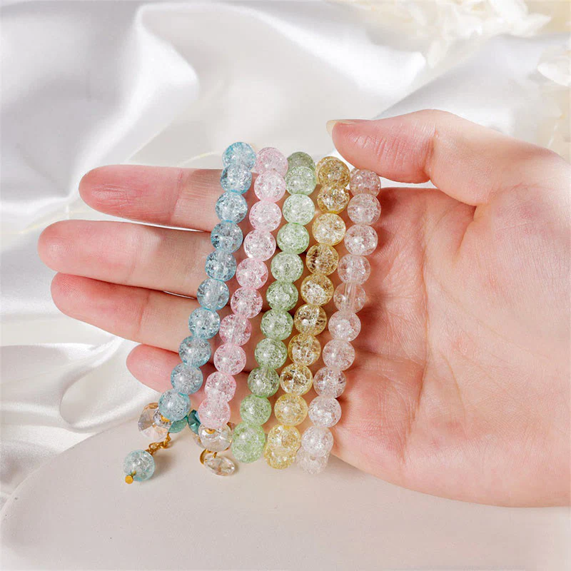 Braccialetto di perline di vetro con ciondolo a forma di fiore con design semplice Buddha Stones - Image 3