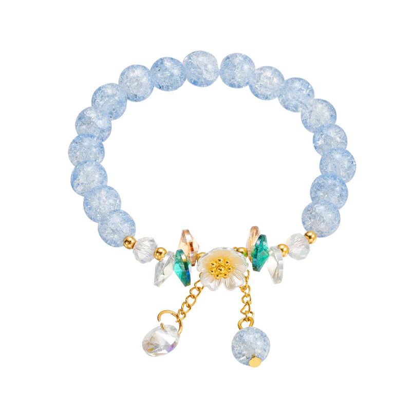 Braccialetto di perline di vetro con ciondolo a forma di fiore con design semplice Buddha Stones - Image 6