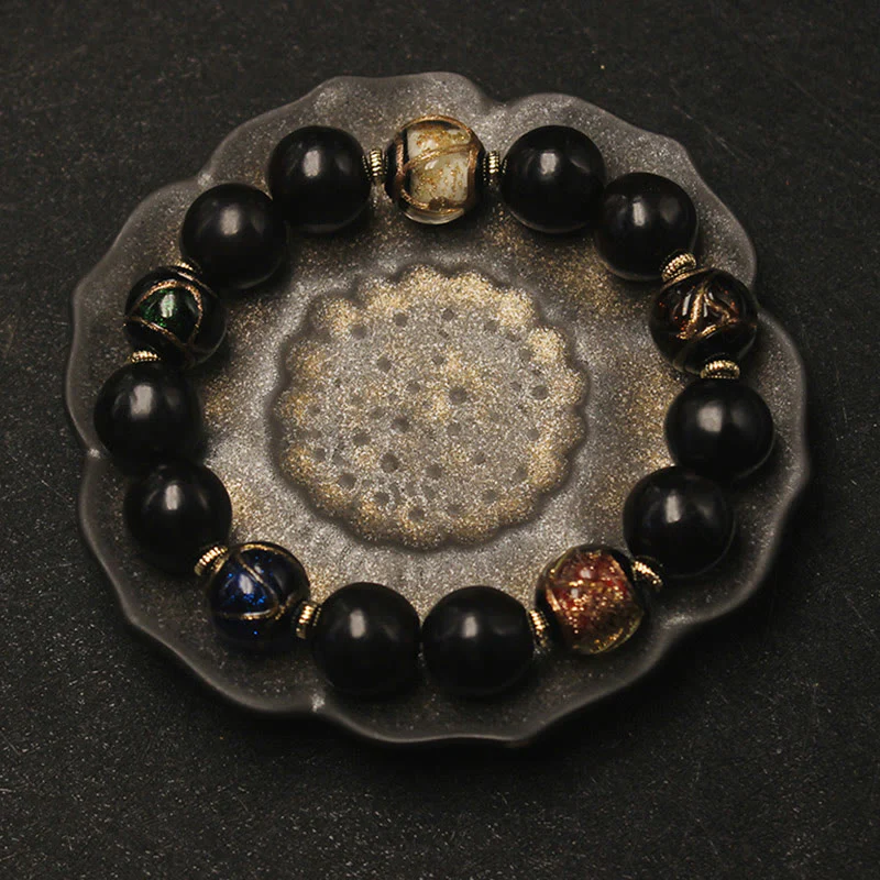 Braccialetto di perline di vetro di Liuli, Buddha Stones , incenso, sapone occidentale, cenere